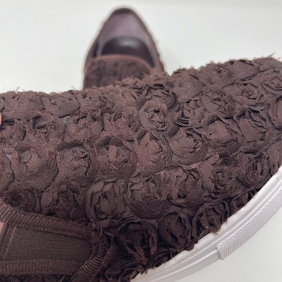 Tory Burch Rosette Slip On Trainers leather boho textile flowers brown size 7.5 - Picture 7 of 11